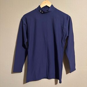 Under Armour Top XL Blue Compression Athletic Shirt Mock Neck Nylon Stretch